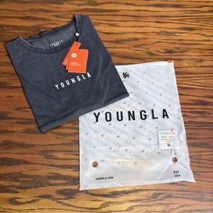 YoungLA 4048 Mens M Black Washed Cotton BlackLetter Logo Oversized SS Tee NWT